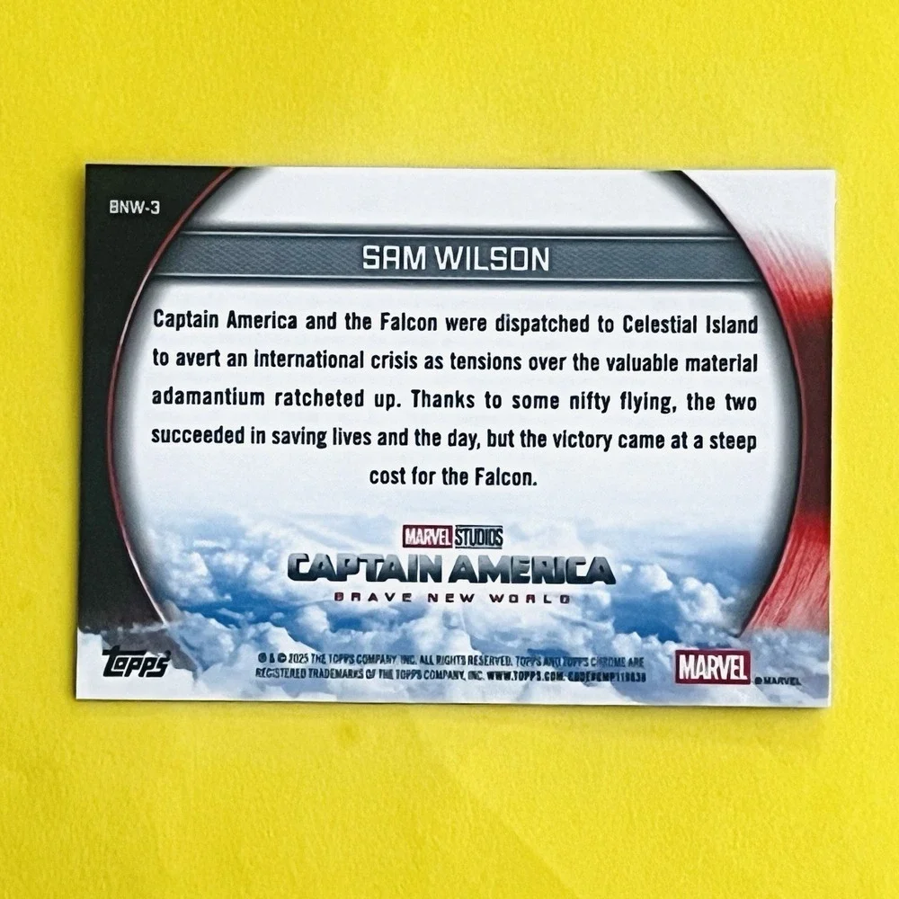 2025 Topps‎ Chrome Marvel #BNW-3 Sam Wilson Captain America: Brave New World